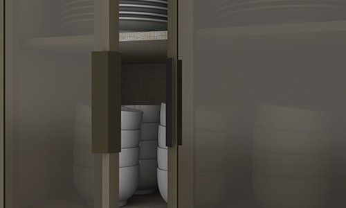 Cristaleira com portas de vidro reflecta