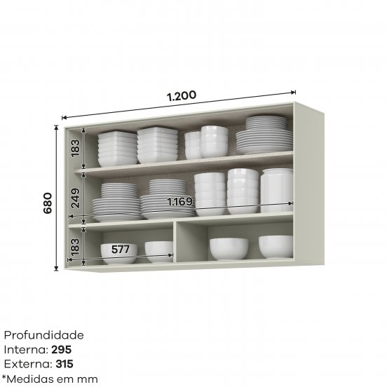 Aéreo 01 Porta Basc. de Vidro 1200 mm Fineze