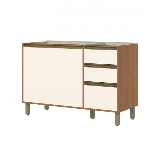 Armário Pia 03 Portas 02 gavetas 1200 mm Venaly