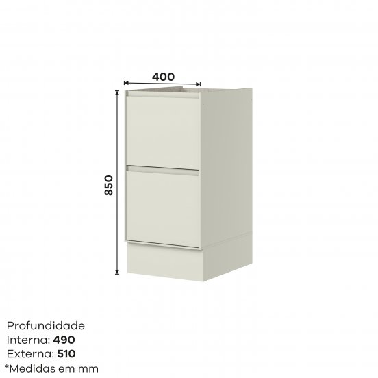 Armário 02 Gavetas 400 mm Fineze
