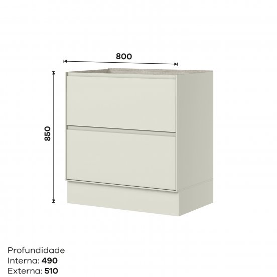 Armário 02 Gavetas 800 mm Fineze