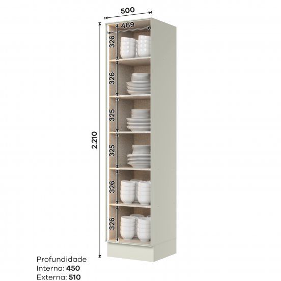 Cristaleira 01 Porta 500 mm Fineze