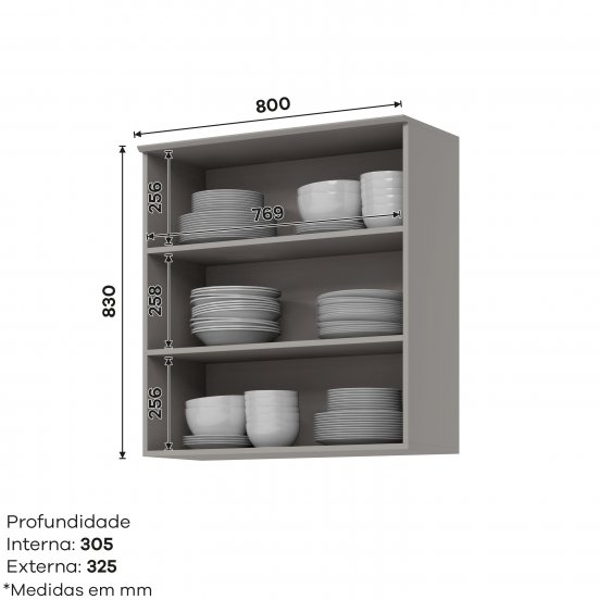 Aéreo 02 Portas de Vidro 800 mm Americana