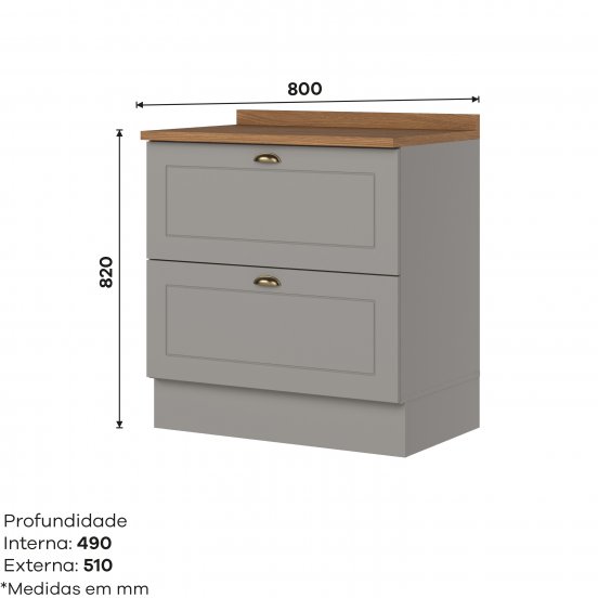 Armário 02 Gavetas 800 mm Americana