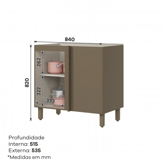 Armário Canto Reto 01 Porta Connect