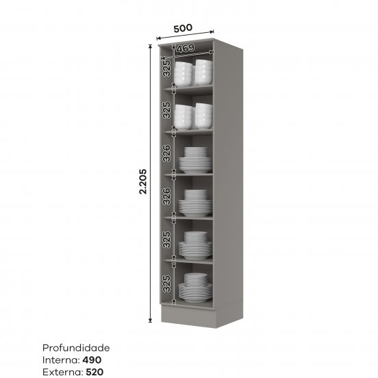 Cristaleira 01 Porta 500 mm Americana
