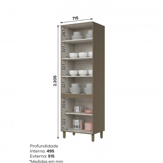 Cristaleira 04 Portas 715 mm Connect