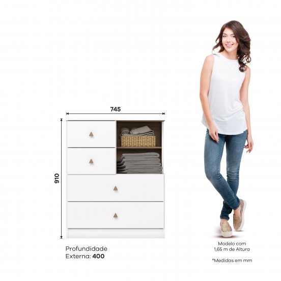 Cômoda Vanila 04 Gavetas