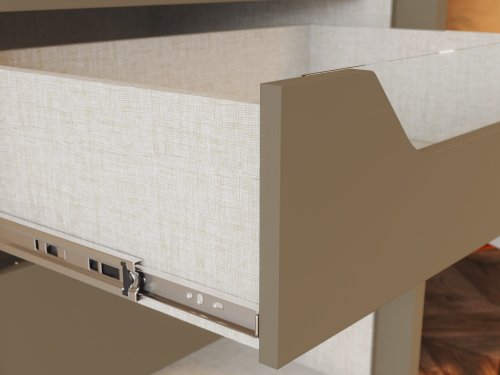 Gavetas com detalhe usinado e vidro