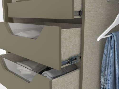 Gavetas com detalhe usinado e vidro