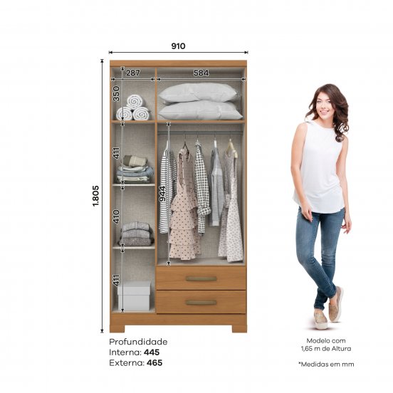 Guarda-roupa Açaí 03 Portas