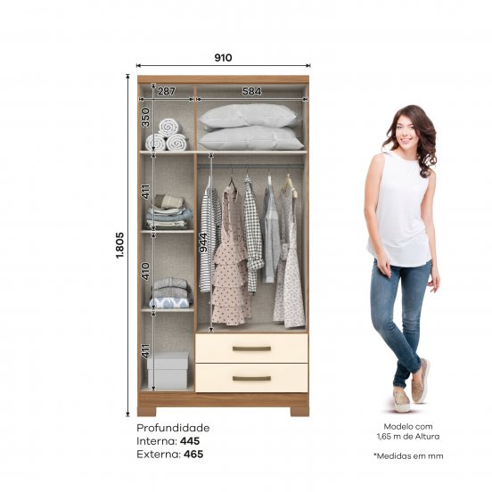 Açaí Wardrobe 03 Doors