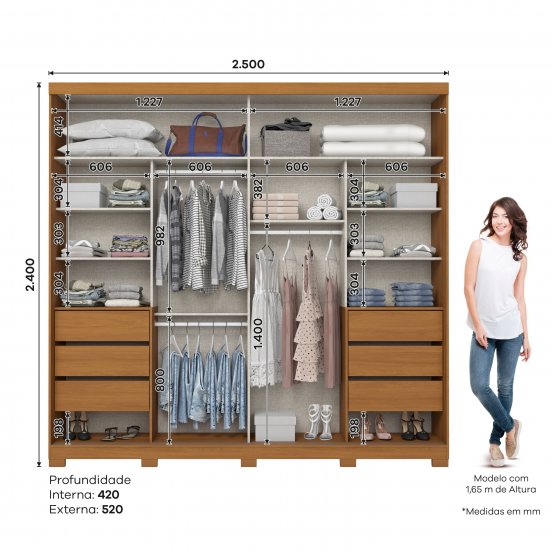 Guarda-roupa Cayman 02 Portas Deslizantes