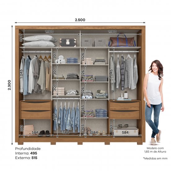 Guarda-Roupa Medelín 02 Portas Deslizantes