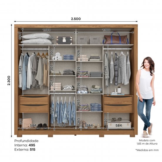 Guarda-Roupa Medelín 02 Portas Deslizantes