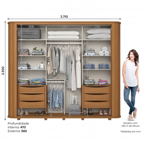 Guarda-roupa Mozzate 02 Portas Deslizantes