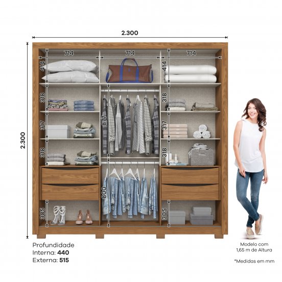 Guarda-roupa Vasti 02 Portas Deslizantes