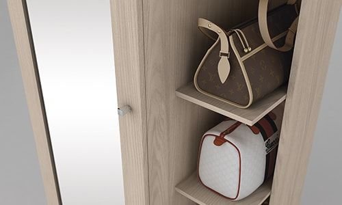 Mirror and external shelves