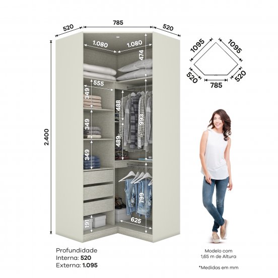 Canto Closet 02 Portas Seletto