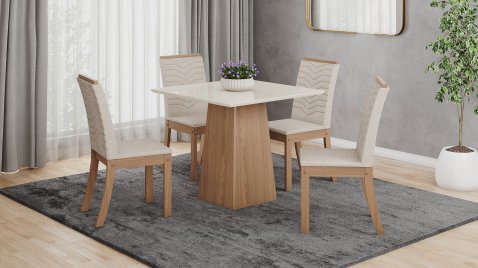 Mesa Dora + 04 Cadeiras Isa Linho