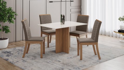 Mesa Kira 1200 + 04 Cadeiras Isa Amendoa
