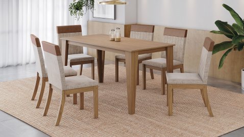 Mesa Vittoria 1600 + 06 Cadeiras Isa Plus Creme