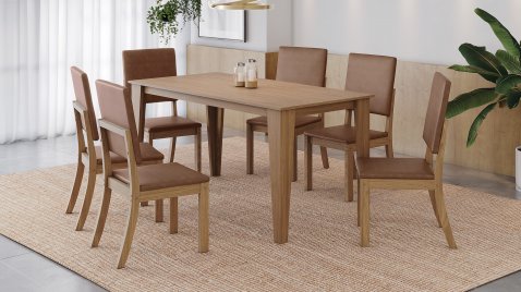 Mesa Vittoria 1600 + 06 Cadeiras Milla Plus Corano