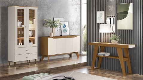 Cristaleira Liz + Buffet Quartzo + Aparador Menphis