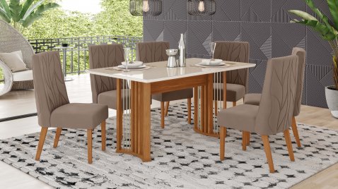 Mesa Ísis 1.600  Reto + 06 Cadeiras Eloa